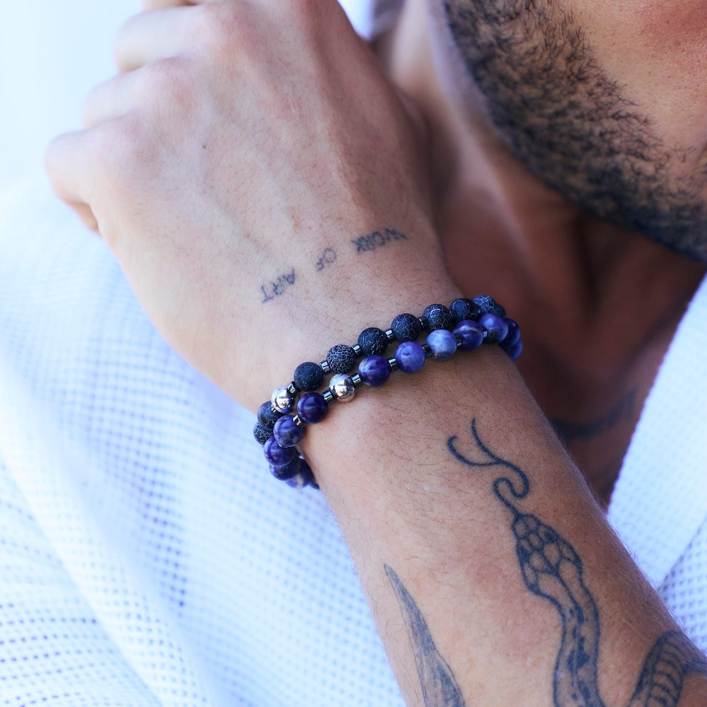 Weathered Agate Beaded Bracelet