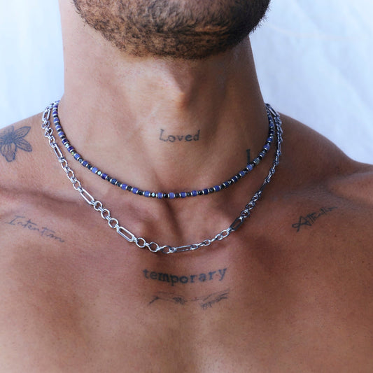Slim Blue Tiger Eye Necklace